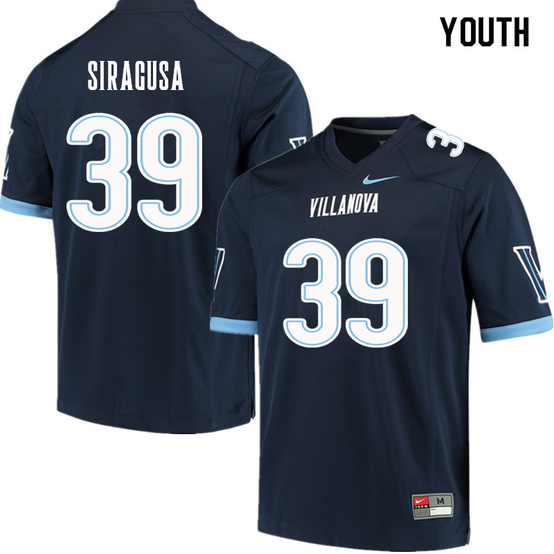 Youth #39 Anthony Siragusa Villanova Wildcats College Football Jerseys Sale-Navy